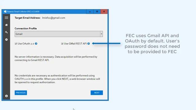 screenshot of Forensic Email Collector
